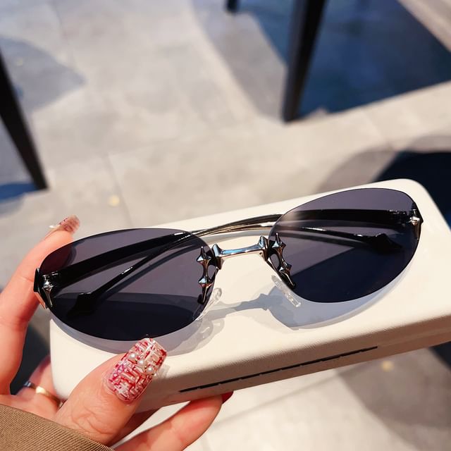 Oval Rimless Sunglasses