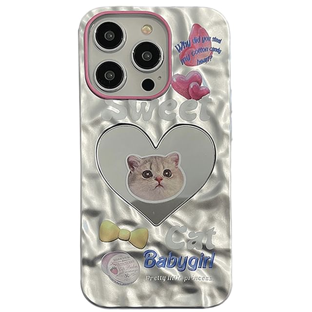 Cat Heart Mirrored Phone Case