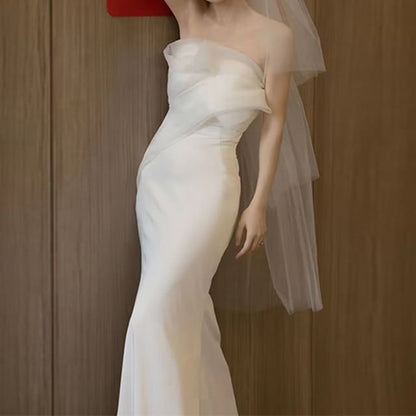 Strapless Plain Mermaid Wedding Gown