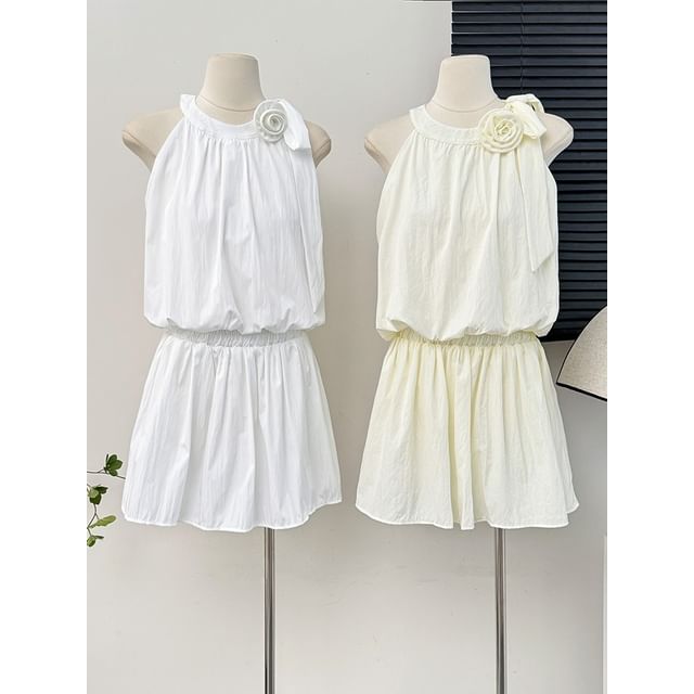 Rosette Halter Bubble Top & Mini Skirt Set
