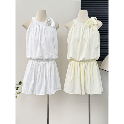 Rosette Halter Bubble Top & Mini Skirt Set