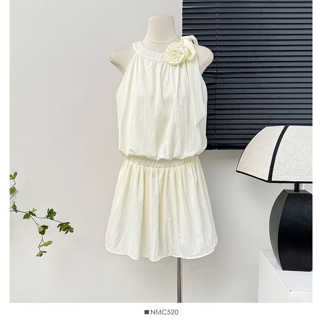 Rosette Halter Bubble Top & Mini Skirt Set