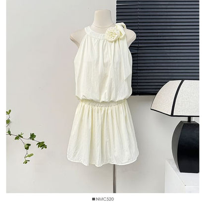 Rosette Halter Bubble Top & Mini Skirt Set