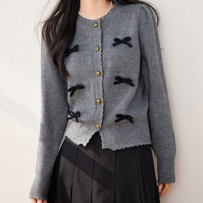 Cardigan uni avec nœud