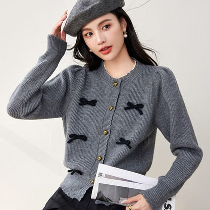 Cardigan uni avec nœud