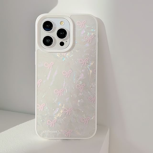 Bow Phone Case / Faux Pearl Adhesive Decoration / Strap / Set