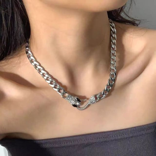 Snake Rhinestone Stainless Steel Choker