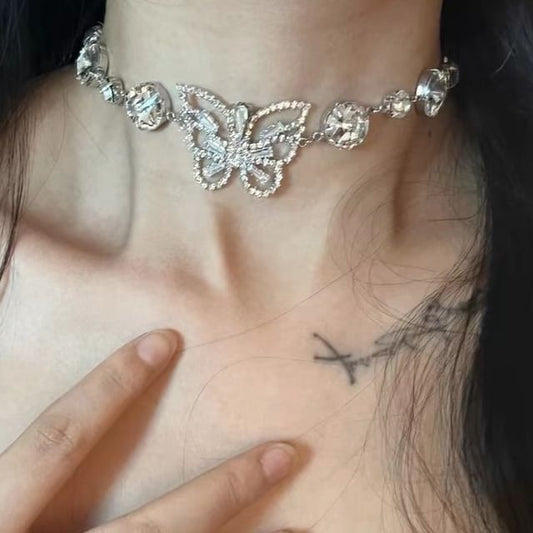 Butterfly Rhinestone Alloy Choker