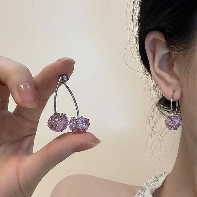 Rhinestone Cherry Drop Earring