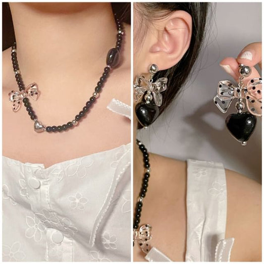 Heart Accent Necklace / Drop Earring