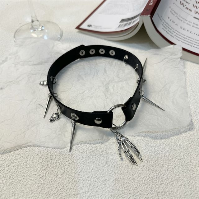 Faux Leather Halloween Pendant Choker