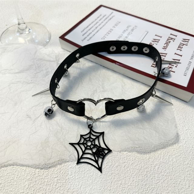 Faux Leather Halloween Pendant Choker