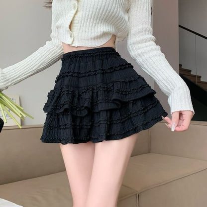 Ruffled Tiered Mini Skirt with Inset Shorts