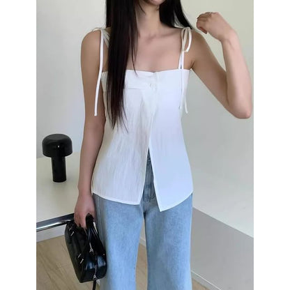 Spaghetti Strap Button Camisole Top