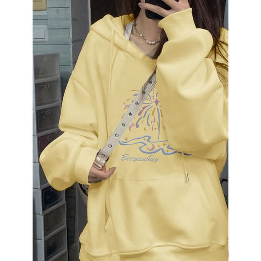 Print Drawstring Hoodie