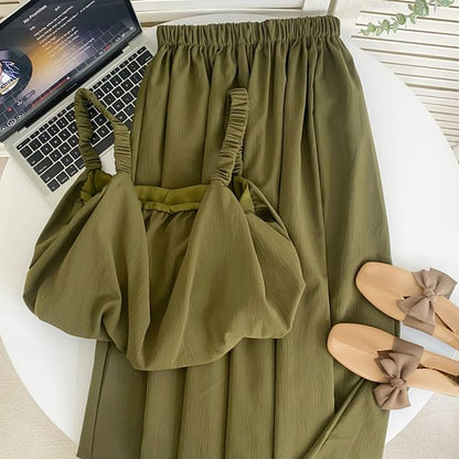 Crop Tank Top and Elastic Waist A-Line Skirt Set