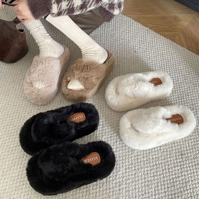 Fleece Platform Slippers