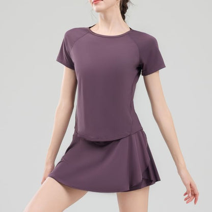Athletic Two-Piece Set: Fitted Tee and Mini Skirt
