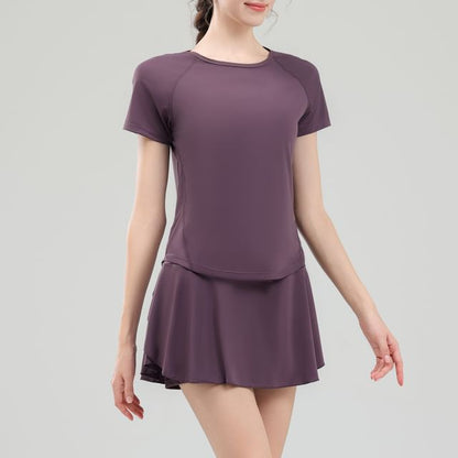 Athletic Two-Piece Set: Fitted Tee and Mini Skirt