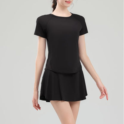 Athletic Two-Piece Set: Fitted Tee and Mini Skirt