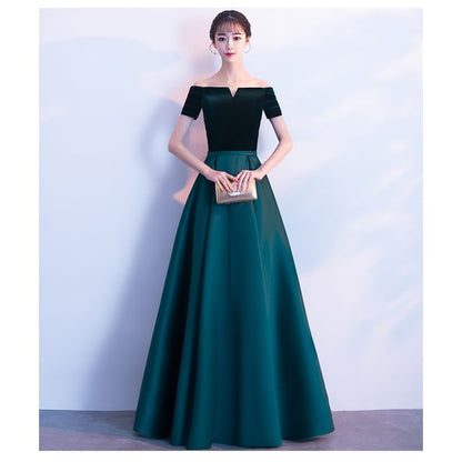 Off-Shoulder Plain Ball A-Line Gown