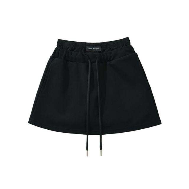 Paneled High-Waist A-Line Mini Skirt