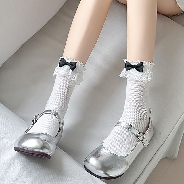 Bow Lace Trim Socks