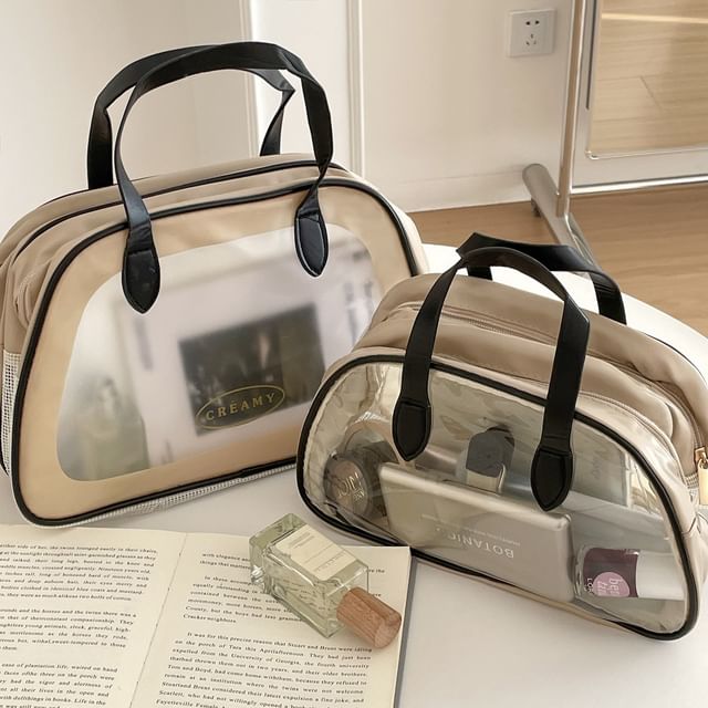 Transparent PVC Panel Wet Dry Makeup Bag / Toiletry Bag (Various Designs)