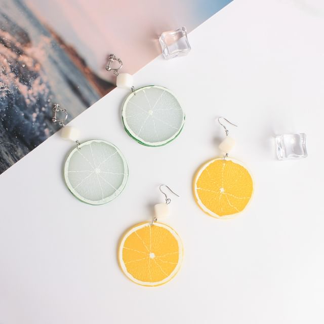 Lemon Slice Drop Earring / Clip On Earring