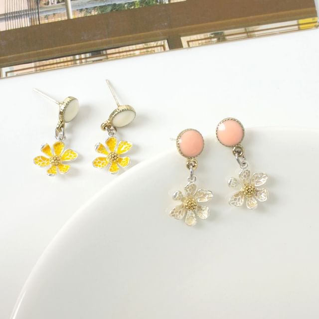 Flower Drop Earring / Clip On Earring