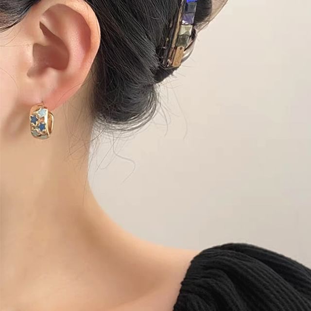 Star Pattern Half Hoop Earring