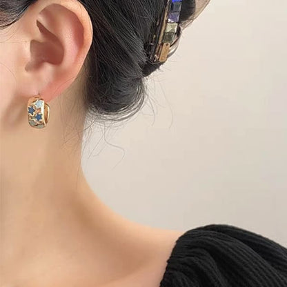 Star Pattern Half Hoop Earring