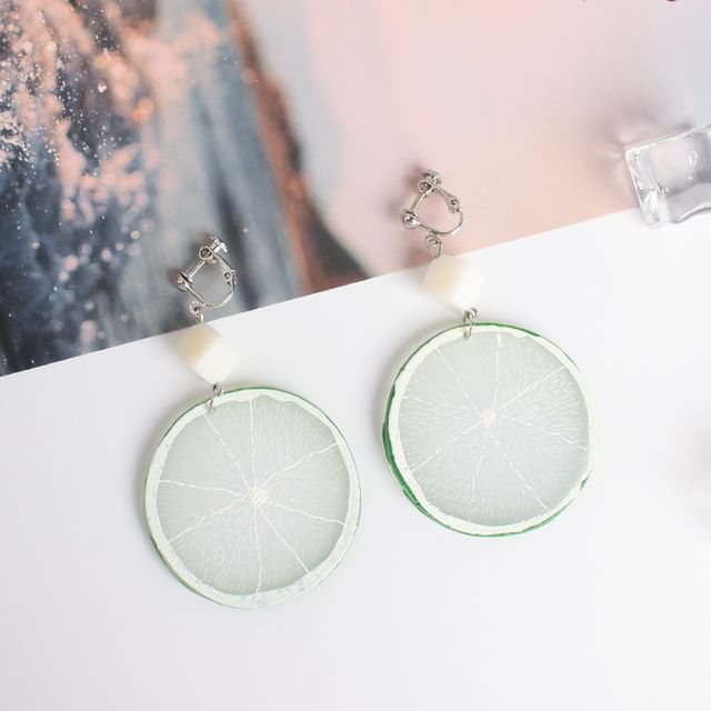 Lemon Slice Drop Earring / Clip On Earring