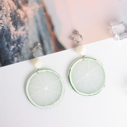 Lemon Slice Drop Earring / Clip On Earring