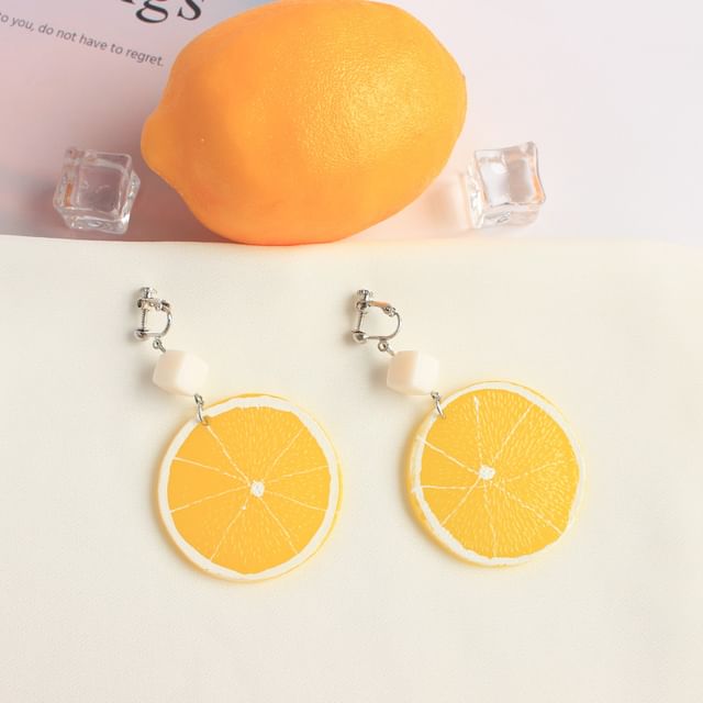 Lemon Slice Drop Earring / Clip On Earring