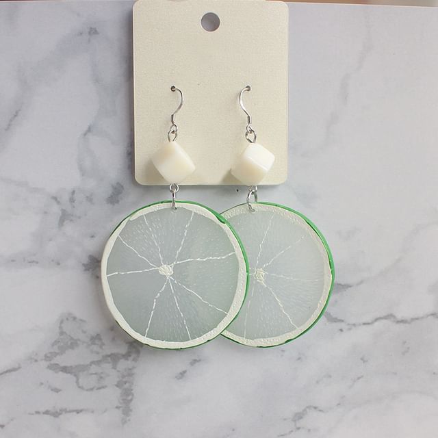 Lemon Slice Drop Earring / Clip On Earring