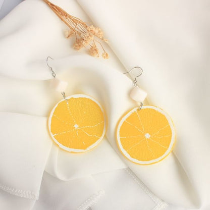 Lemon Slice Drop Earring / Clip On Earring