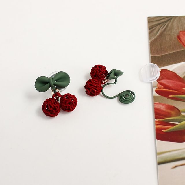 Cherry Drop Earring / Clip On Earring