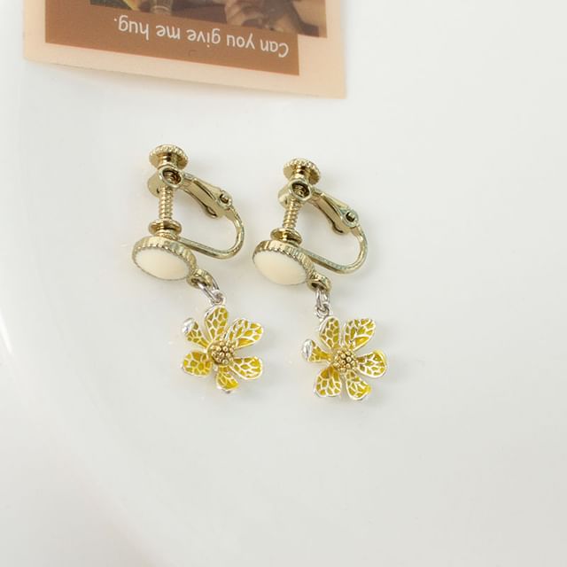 Flower Drop Earring / Clip On Earring