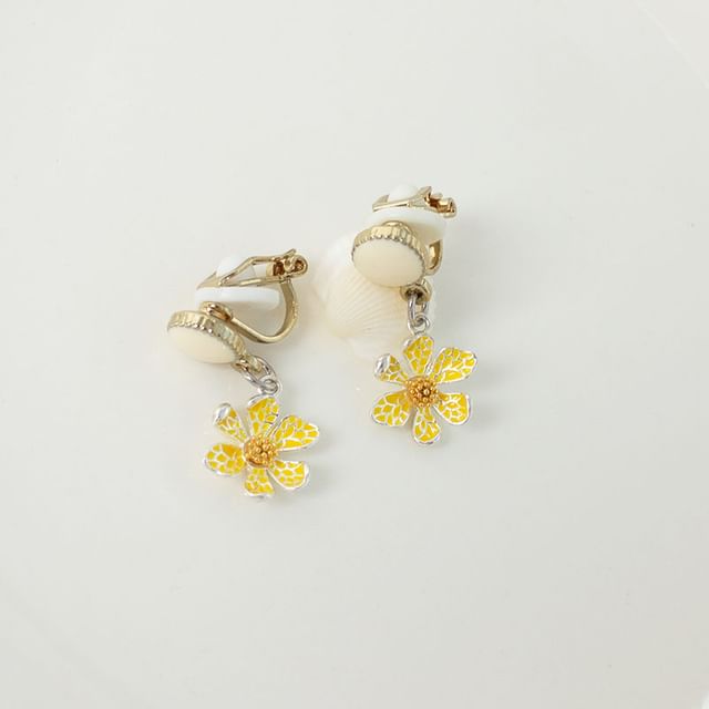 Flower Drop Earring / Clip On Earring