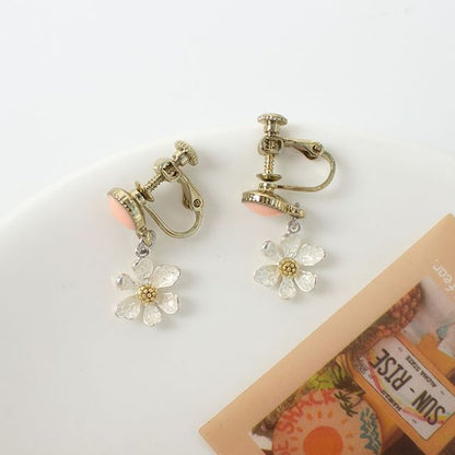 Flower Drop Earring / Clip On Earring