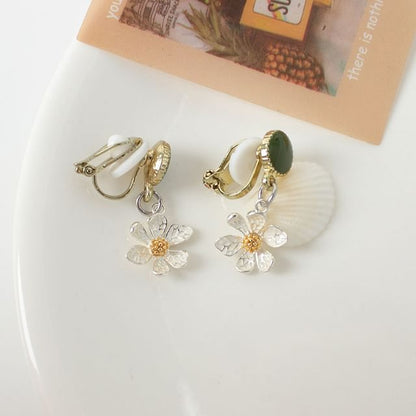 Flower Drop Earring / Clip On Earring