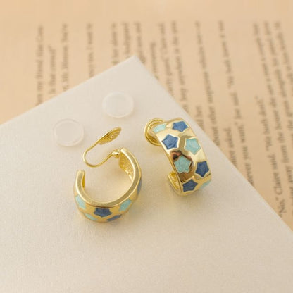 Star Pattern Half Hoop Earring