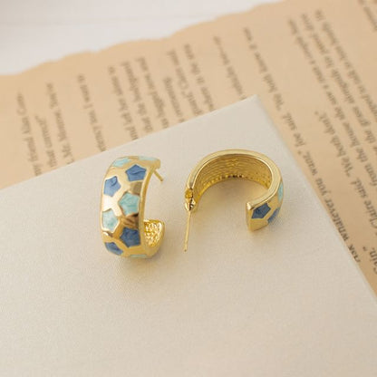 Star Pattern Half Hoop Earring