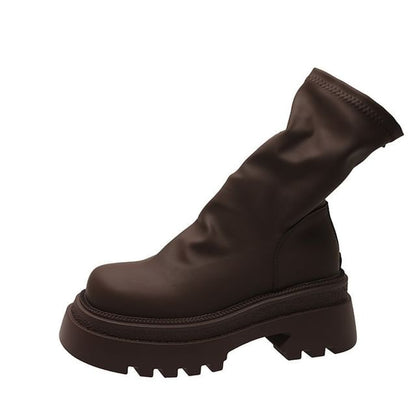 Plain Sock Platform Short Boots