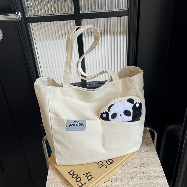 Sac fourre-tout en toile avec applique panda