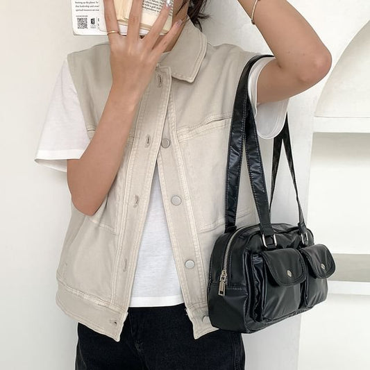 Plain Multi-Pocket Tote Bag