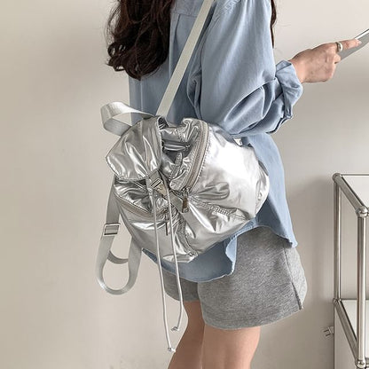 Plain Drawstring Buckled Backpack