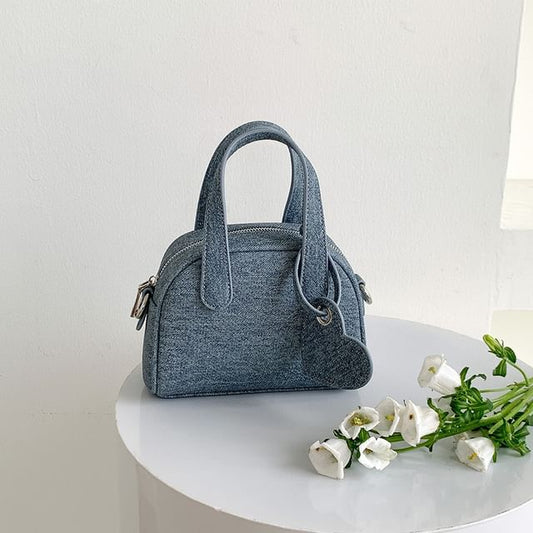 Set: Denim Bowler Bag + Bag Charm
