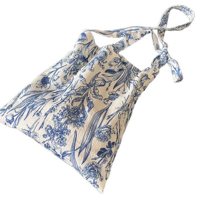 Floral Print Canvas Tote Bag